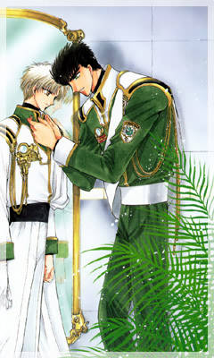 Geo adjusting Eagle's clothes for him (Manga)