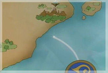 Past the ocean is a group of high mountains...